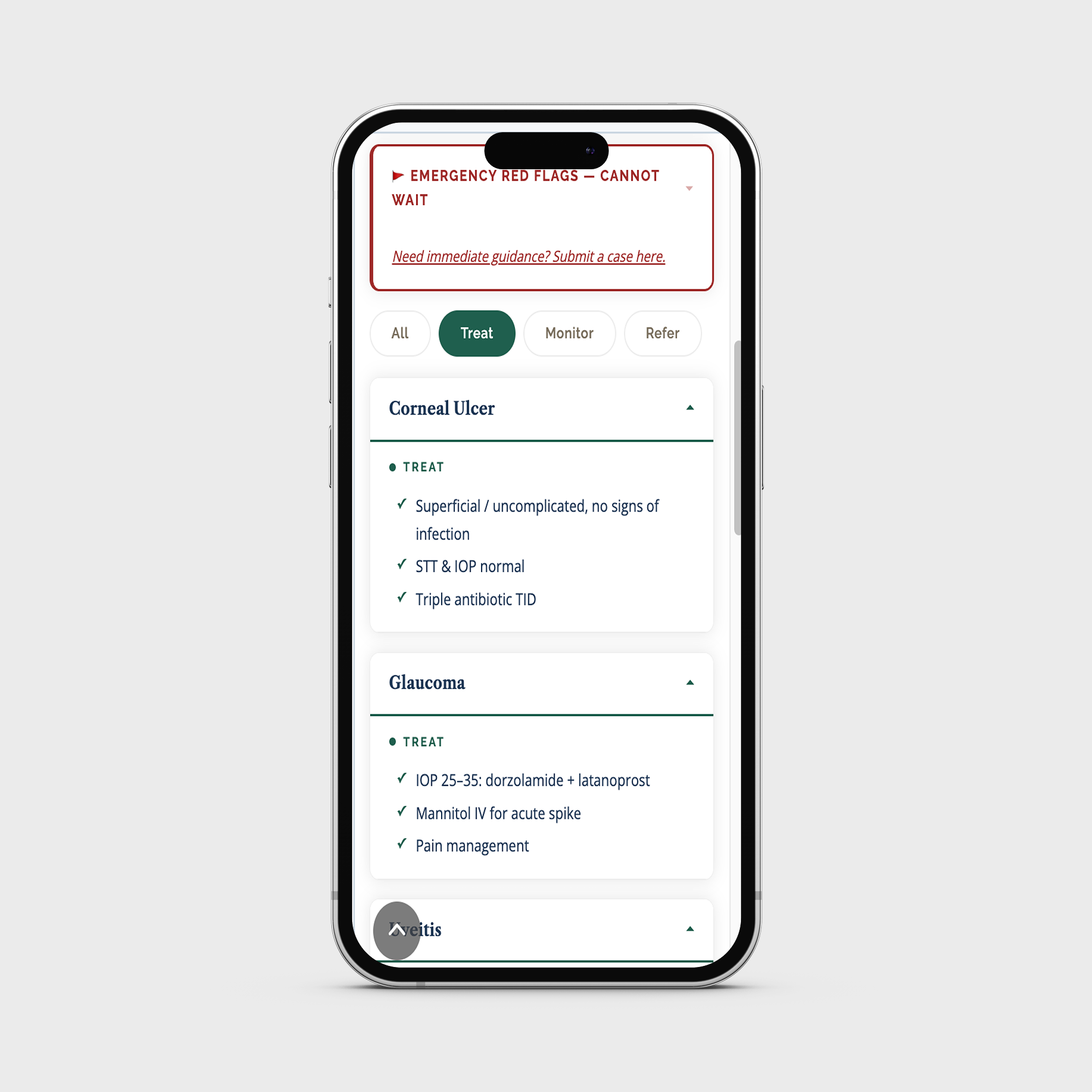 Triage Tool on iphone